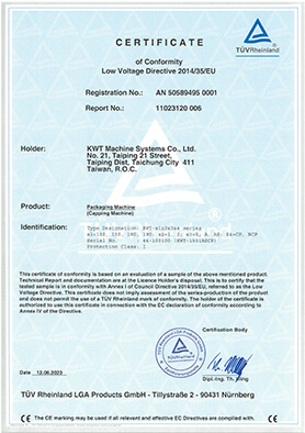 2011 CE Certificate for Capper